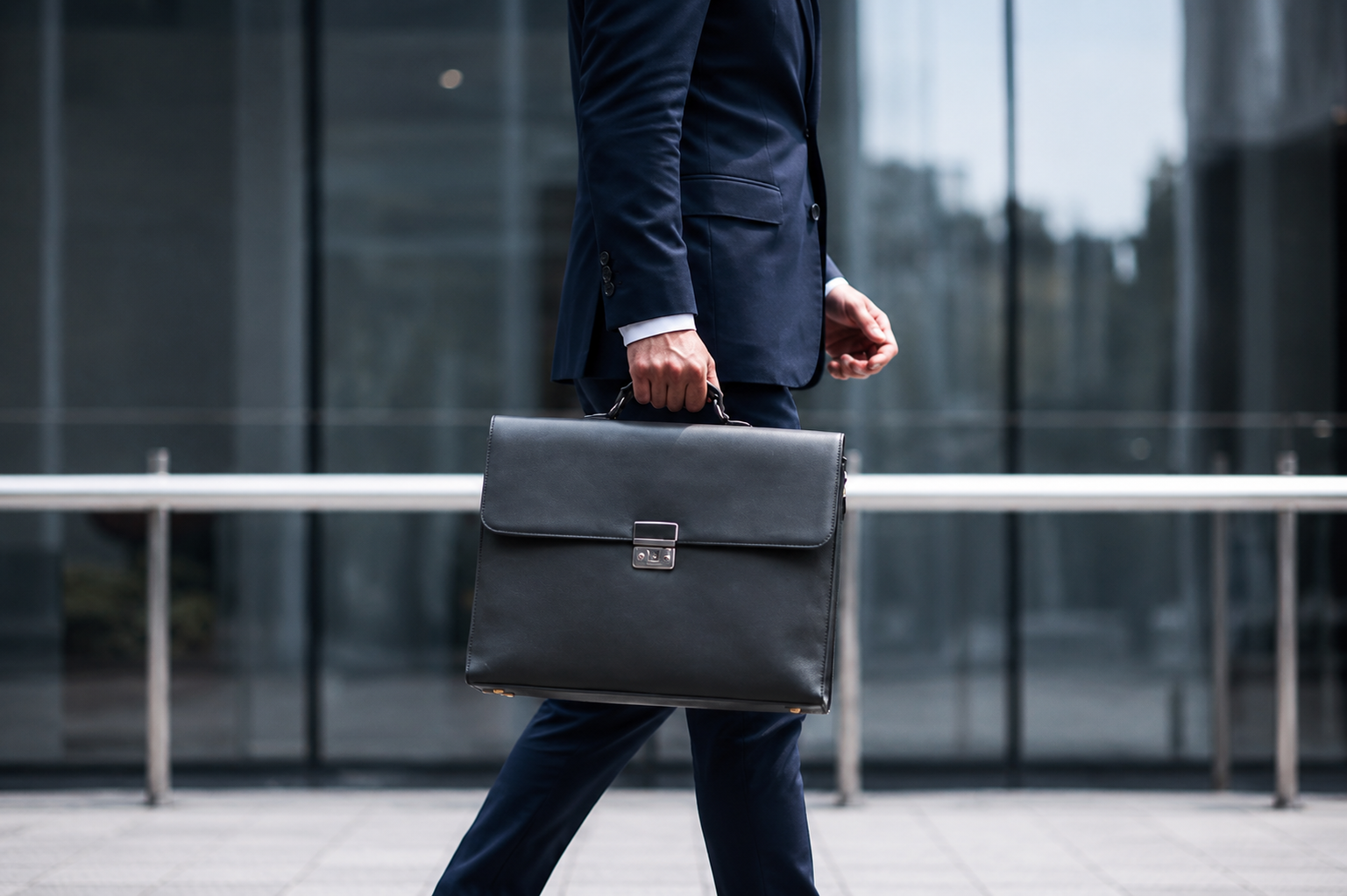 Professional carrying a briefcase outdoors
